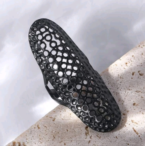 🍉5 for $25* Black Metal Extended Ring - Picture 3 of 5